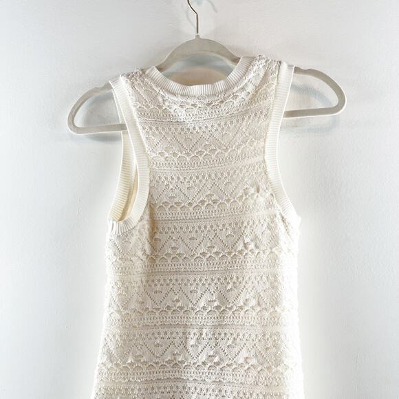 Anthropologie Textured Knit Crochet High Neck Sleeveless Mini Shift Dress XS - Picture 5 of 12
